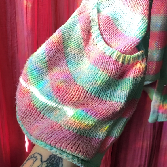 FINAL PRICE Wildfox American Love Slouch Heart Pink White Blue Stripe Cardigan - Picture 3 of 7